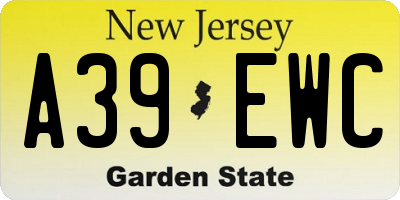 NJ license plate A39EWC