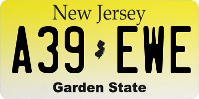 NJ license plate A39EWE