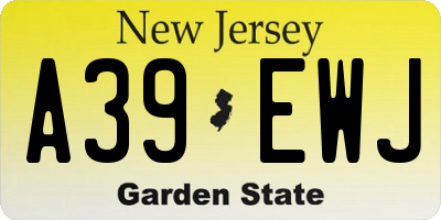 NJ license plate A39EWJ