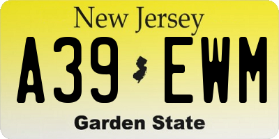 NJ license plate A39EWM