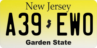 NJ license plate A39EWO