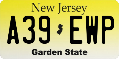 NJ license plate A39EWP