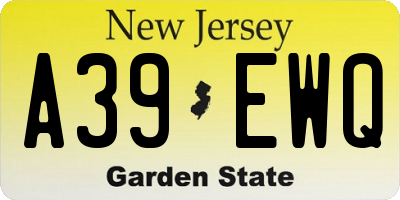 NJ license plate A39EWQ
