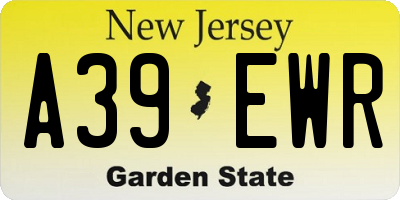 NJ license plate A39EWR