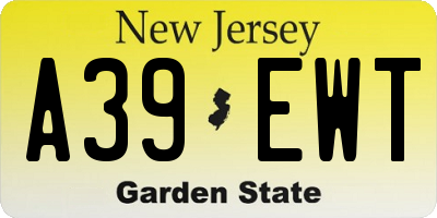 NJ license plate A39EWT