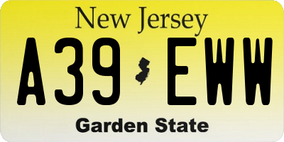 NJ license plate A39EWW