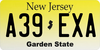 NJ license plate A39EXA