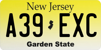 NJ license plate A39EXC
