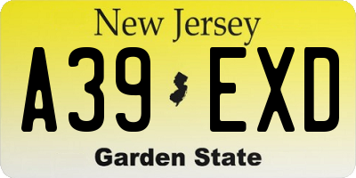 NJ license plate A39EXD
