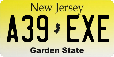 NJ license plate A39EXE