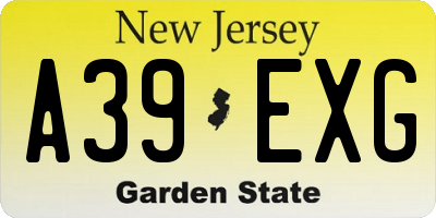 NJ license plate A39EXG