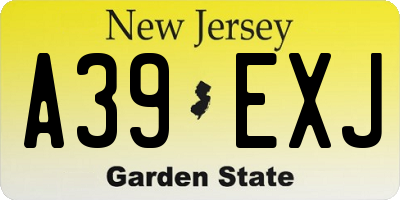 NJ license plate A39EXJ
