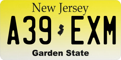 NJ license plate A39EXM