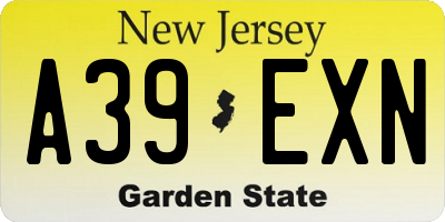 NJ license plate A39EXN