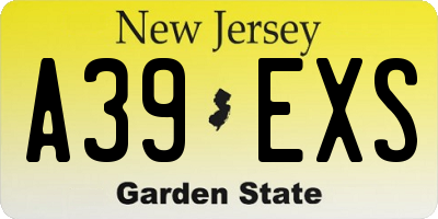NJ license plate A39EXS