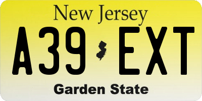 NJ license plate A39EXT