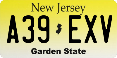NJ license plate A39EXV