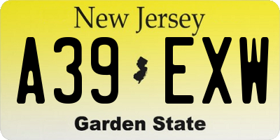 NJ license plate A39EXW