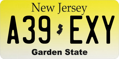 NJ license plate A39EXY
