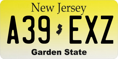 NJ license plate A39EXZ