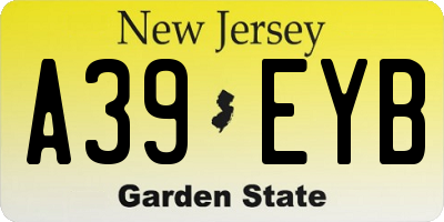 NJ license plate A39EYB