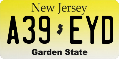 NJ license plate A39EYD