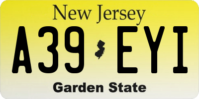 NJ license plate A39EYI