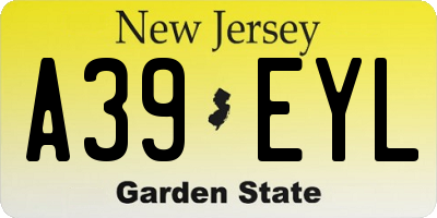 NJ license plate A39EYL