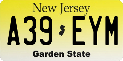 NJ license plate A39EYM