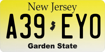 NJ license plate A39EYO