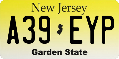 NJ license plate A39EYP