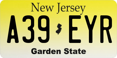 NJ license plate A39EYR