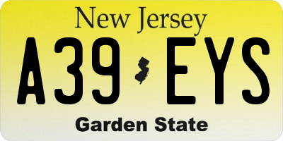 NJ license plate A39EYS