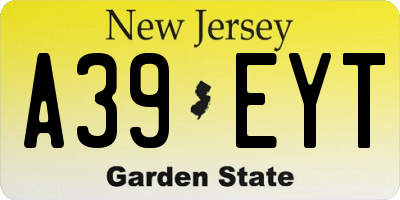 NJ license plate A39EYT