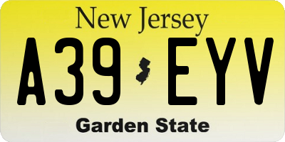 NJ license plate A39EYV