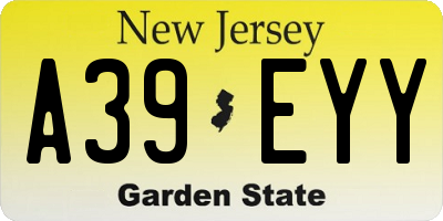 NJ license plate A39EYY