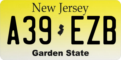 NJ license plate A39EZB
