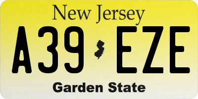 NJ license plate A39EZE