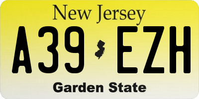 NJ license plate A39EZH