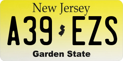 NJ license plate A39EZS