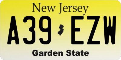 NJ license plate A39EZW