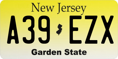 NJ license plate A39EZX