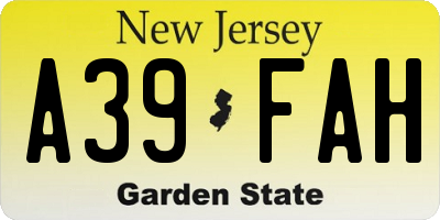 NJ license plate A39FAH