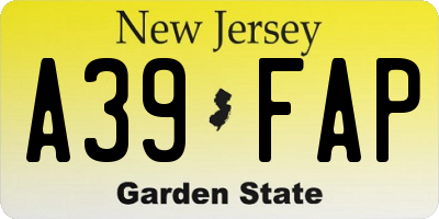 NJ license plate A39FAP