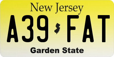 NJ license plate A39FAT