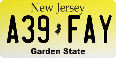 NJ license plate A39FAY