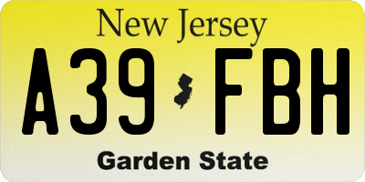 NJ license plate A39FBH