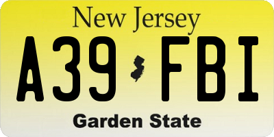 NJ license plate A39FBI