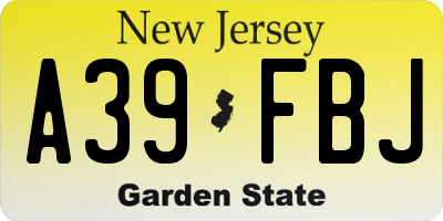NJ license plate A39FBJ