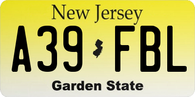 NJ license plate A39FBL